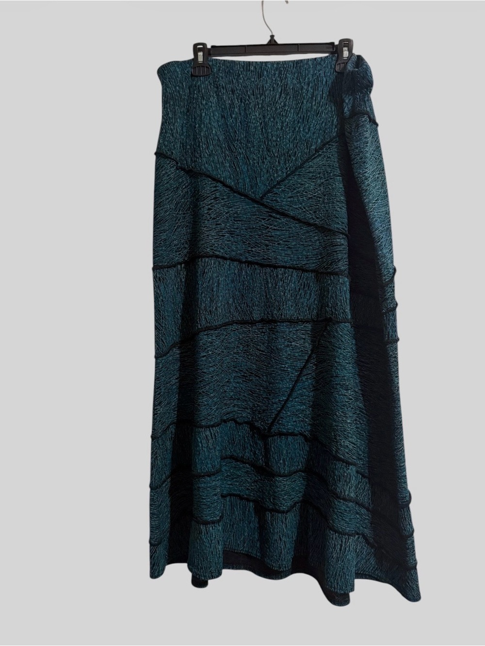 Coldwater Creek Teal and Black Layered Maxi Skirt